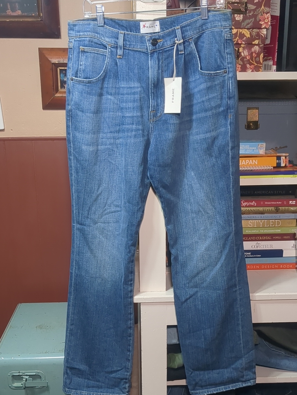 Frame Le Pixie Baggy Wide Leg Pleated Jeans In Medium Wash Size 30